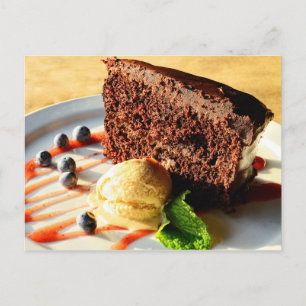 Carte Postale Gâteau au chocolat à la crème glacée au caramel