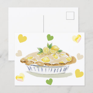 Carte Postale Gâteau au Citron Aquarelle