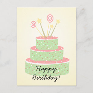 Carte Postale Gâteau Confetti ・ Gâteau d'anniversaire vert