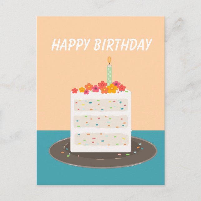Carte Postale Gâteau Confetti heureux anniversaire (Devant)
