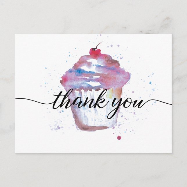 Carte Postale Gâteau cupcake aquarelle Sweet sans logo Boulanger (Devant)