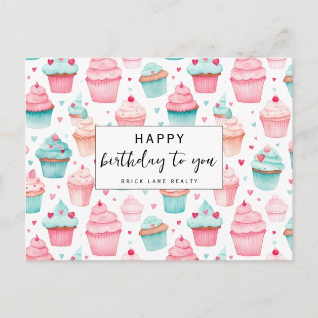 Carte Postale Gâteau Cupcake Joyeux Anniversaire (Devant)