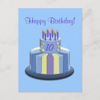 Carte Postale Gâteau d'âge d'anniversaire (bleu)