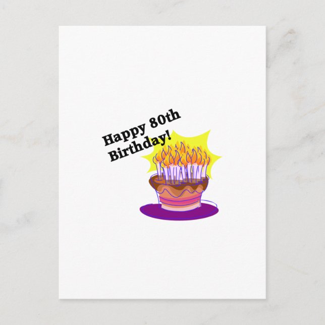 Carte Postale Gâteau d'anniversaire 80e (Devant)