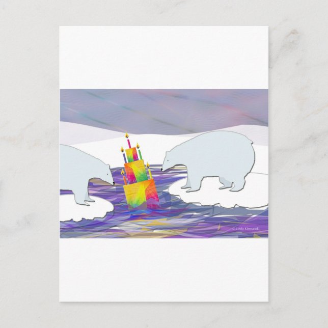 Carte Postale Gâteau d'anniversaire aux ours polaires (Devant)
