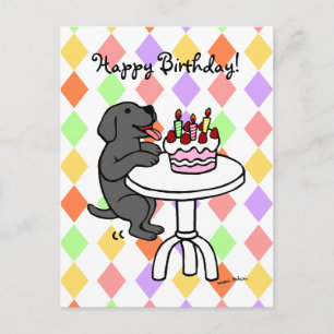 Carte Postale Gâteau d'anniversaire Black Labrador Carton