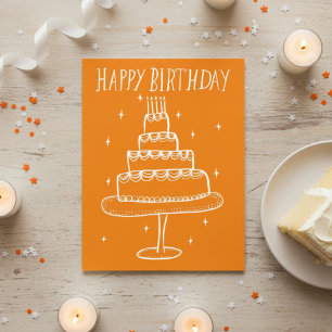 Carte Postale Gâteau d'anniversaire Croquis fantaisiste Doodle 