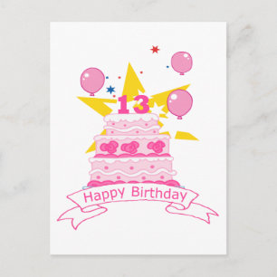 Carte Postale Gâteau d'anniversaire de 13 ans