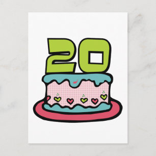 Carte Postale Gâteau d'anniversaire de 20 ans