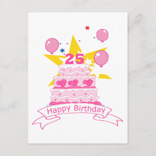 Carte Postale Gâteau d'anniversaire de 25 ans