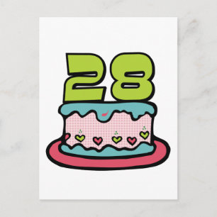 Carte Postale Gâteau d'anniversaire de 28 ans