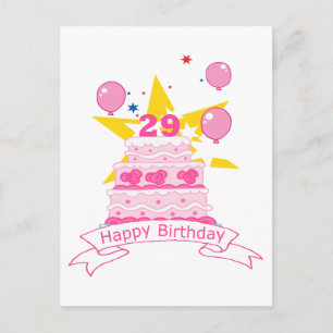 Carte Postale Gâteau d'anniversaire de 29 ans