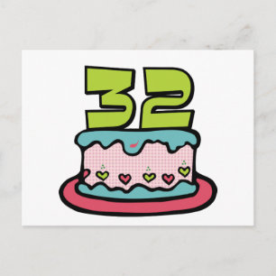 Carte Postale Gâteau d'anniversaire de 32 ans