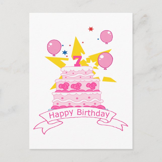 Carte Postale Gâteau d'anniversaire de 7 ans (Devant)