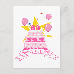 Carte Postale Gâteau d'anniversaire de 89 ans