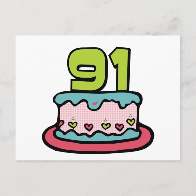 Carte Postale Gâteau d'anniversaire de 91 ans (Devant)