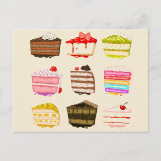 Carte Postale Gâteau d'anniversaire de gâteau mignon avec crème