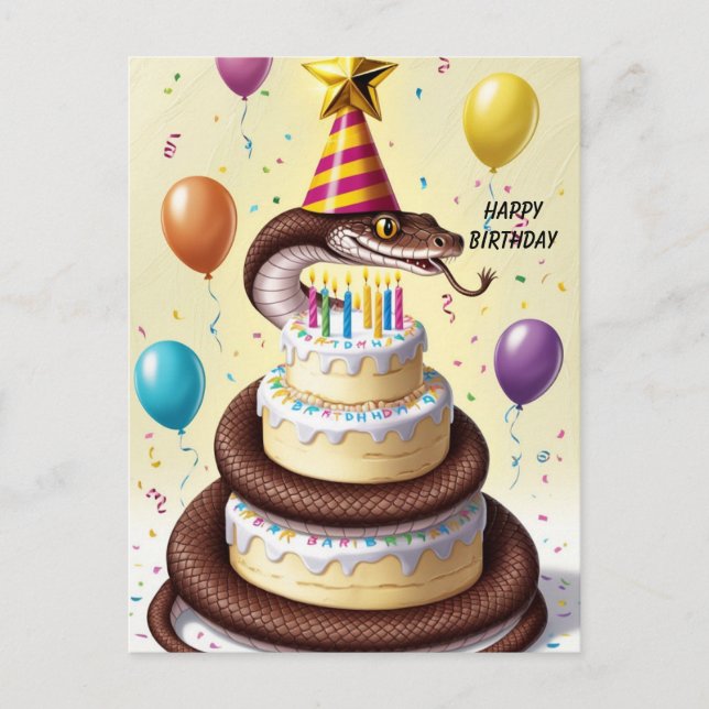 Carte Postale Gâteau d'anniversaire de serpent constricteur (Devant)