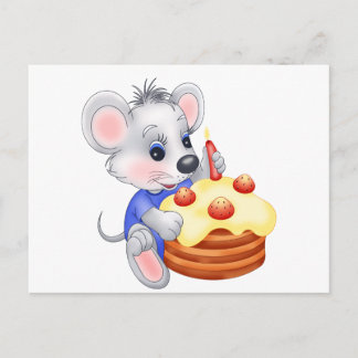 Carte Postale gâteau d'anniversaire de souris