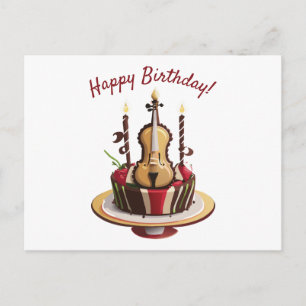 Carte Postale Gâteau d'anniversaire de violon