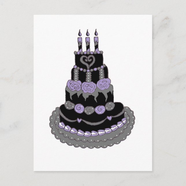 Carte Postale Gâteau d'anniversaire gothique violet (Devant)