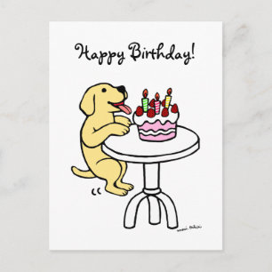 Carte Postale Gâteau d'anniversaire Jaune Labrador Carton