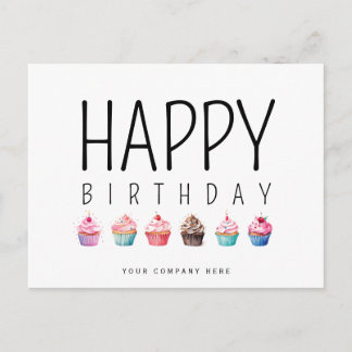 Carte Postale Gâteau d'anniversaire joyeux pour entreprise Ajout