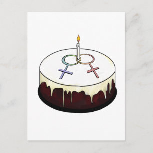 Carte Postale Gâteau d'anniversaire lesbien