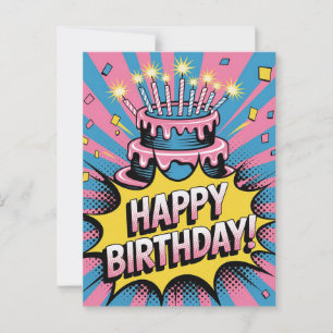 Carte Postale Gâteau d'anniversaire Pop Art
