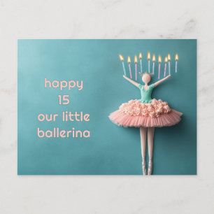 Carte Postale Gâteau d'anniversaire rose Ballerina