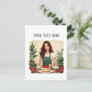 Carte Postale Gâteau de fraises fraîches mignon boulangerie