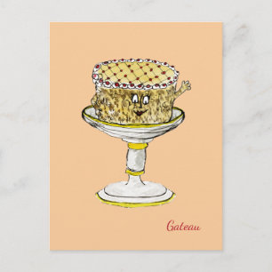 Carte Postale Gâteau Drôle Excentrique Mignon Art de Gâteau Biza