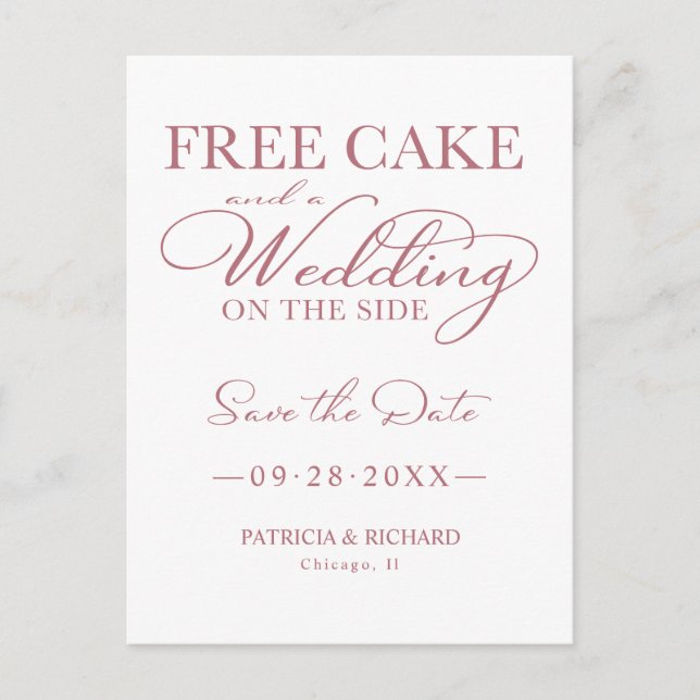 Carte Postale Gâteau Gratuit Et Un Mariage Sur Le Côté Enregistr (Devant)