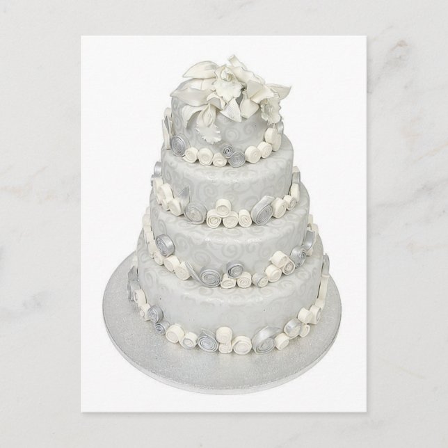 Carte Postale Gâteau Mariage à ton argenté (Devant)