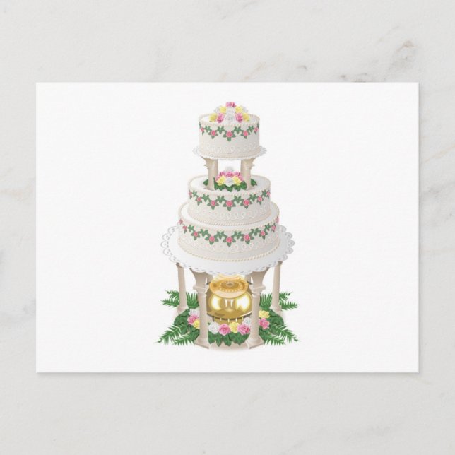 Carte Postale Gâteau Mariage élaboré avec fontaine (Devant)