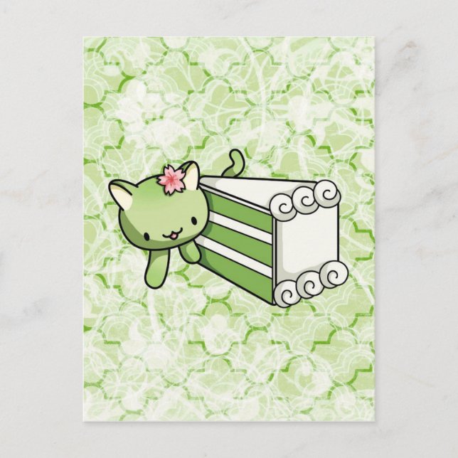 Carte Postale Gateau Matcha Kitty (Devant)
