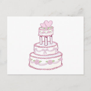 Carte Postale Gâteau rose et Mariage de coeur