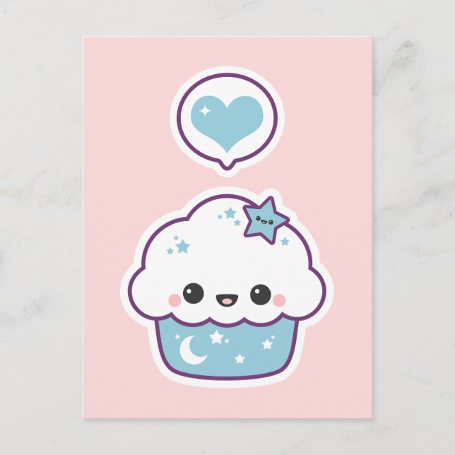 Carte Postale Gâteau spatial rose et bleu (Devant)
