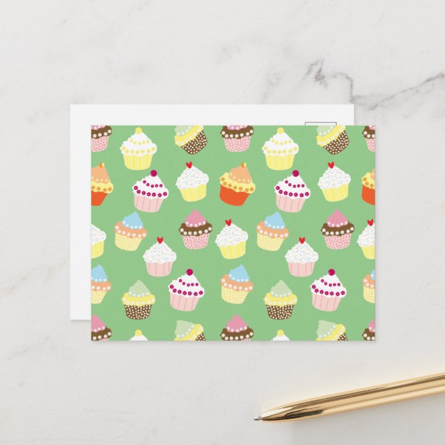 Carte Postale Gâteaux décoratifs délicieux pour anniversaire (Devant/Arrière en situation)