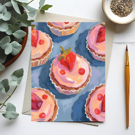 Carte Postale Gâteaux Fraise | Aquarelle de Fruits pour Célébrat