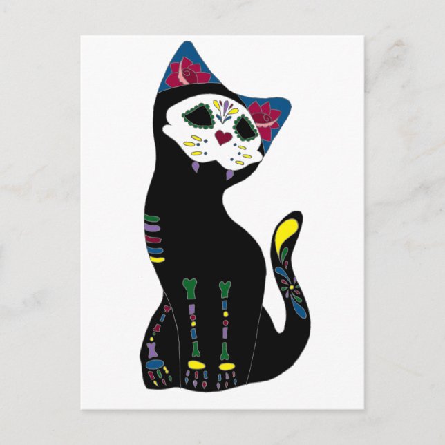 Carte Postale 'Gato Muerto' Dia De Los Muertos Chat (Devant)