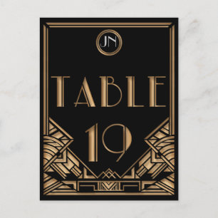 Carte Postale Gatsby style Art déco d'or noir Numéro de tableau 