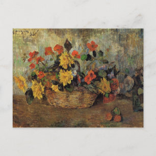 Carte Postale Gauguin - Nasturtiums et Dahlias dans un panier