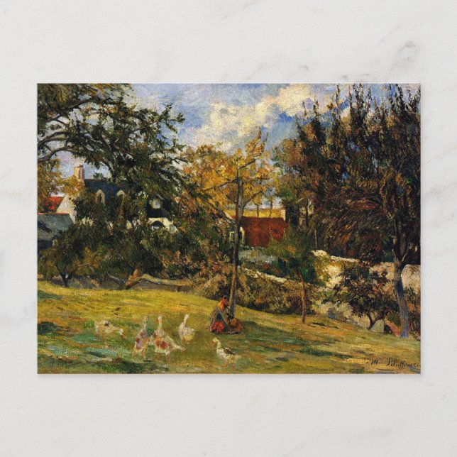 Carte Postale Gauguin - Oies dans le pré (Devant)
