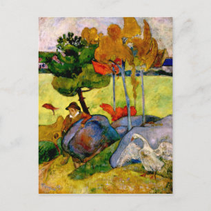 Carte Postale Gauguin - Un garçon breton dans un paysage