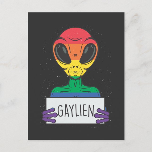Carte Postale Gay Alien petit ami Rainbow Bisexual Pride (Devant)