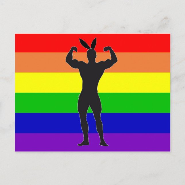 Carte Postale Gay Gym Bunny Pride (Devant)