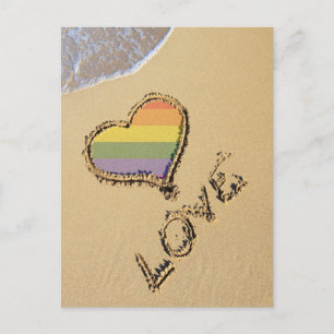Carte Postale Gay Rainbow Amour Coeur Dans Le Sable