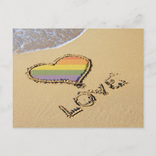 Carte Postale Gay Rainbow Amour Coeur Dans Le Sable