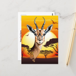 Carte Postale Gazelle Antelope africaine animal sauvage